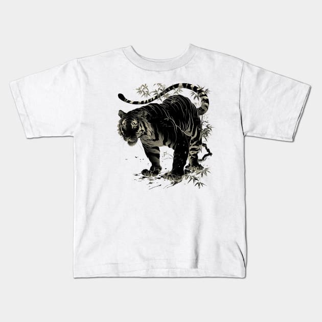 japanese tiger Kids T-Shirt by enzo studios